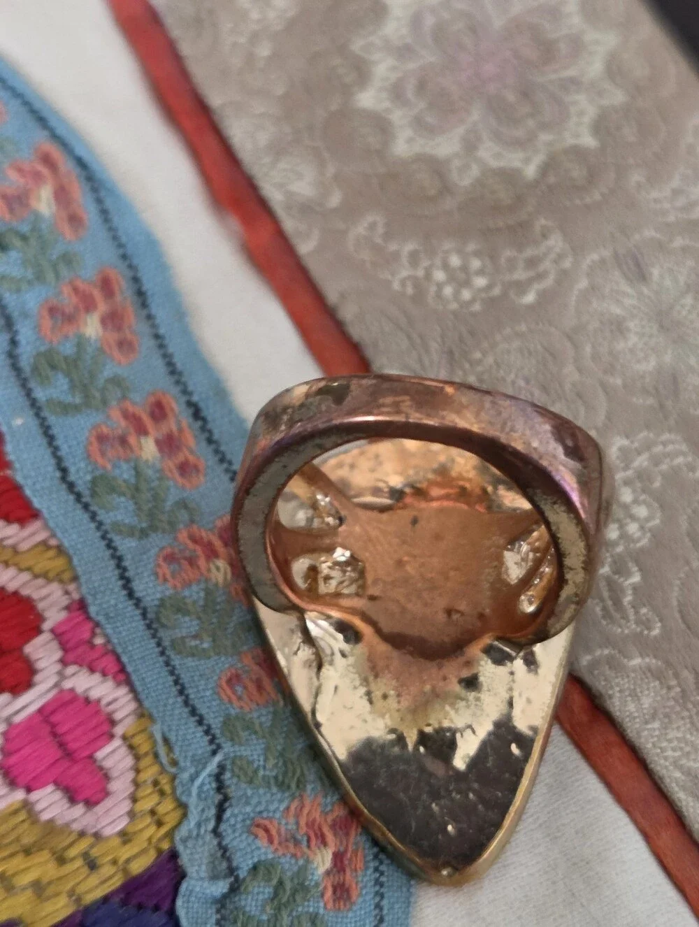 Bronze Gold Statement Ring Geometric Size 6.5